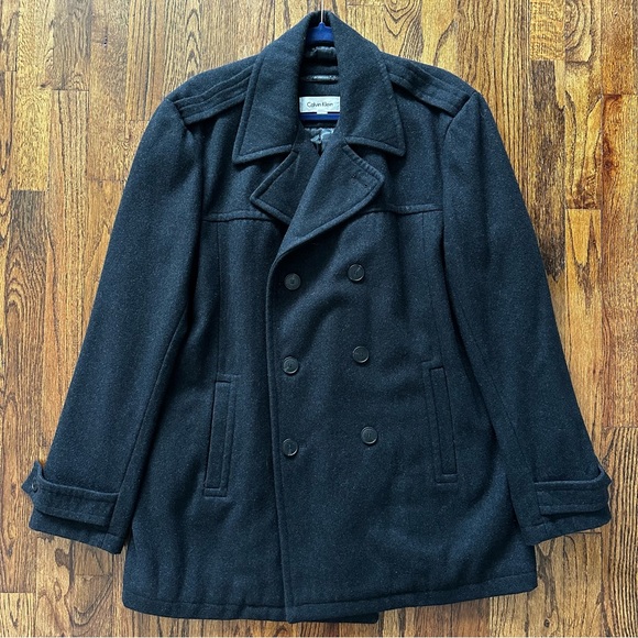 Men's Calvin Klein Charcoal Gray Peacoat Large - Picture 1 of 11